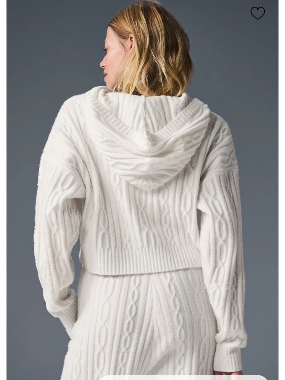 Alo Yoga Cable Knit Winter Bliss Hoodie + Short Set - Ivory